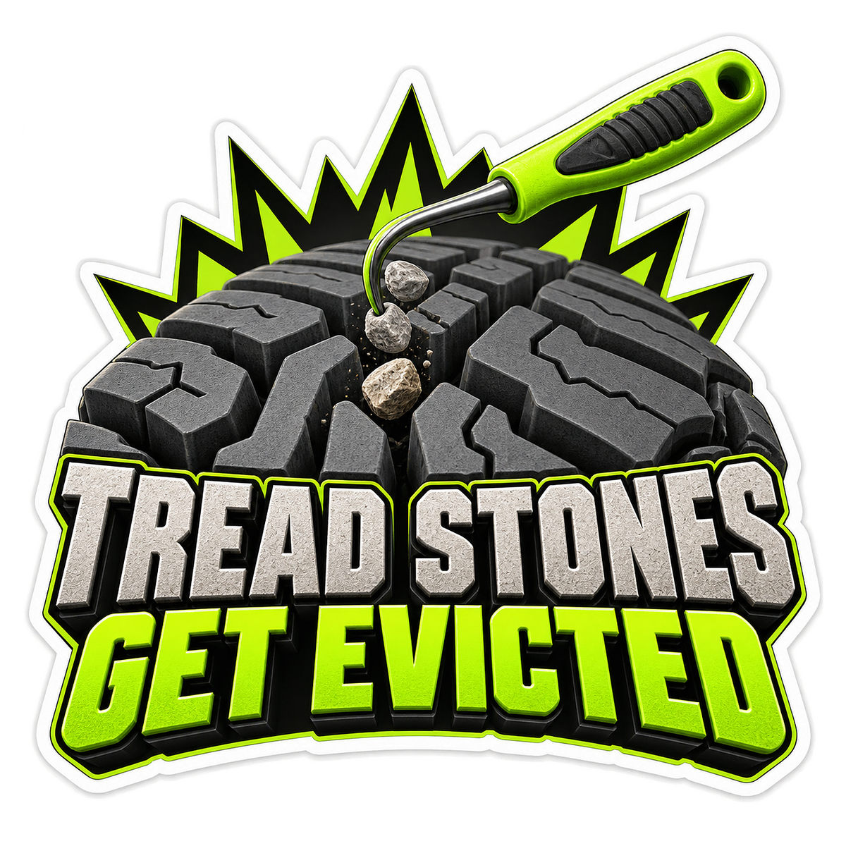 Tire Tread Stone Removal Pick Vinyl Sticker Decal