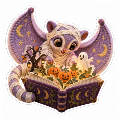 Needle Felt Mummy Colugo Moonflower Pop Up Book Vinyl Sticker Decal