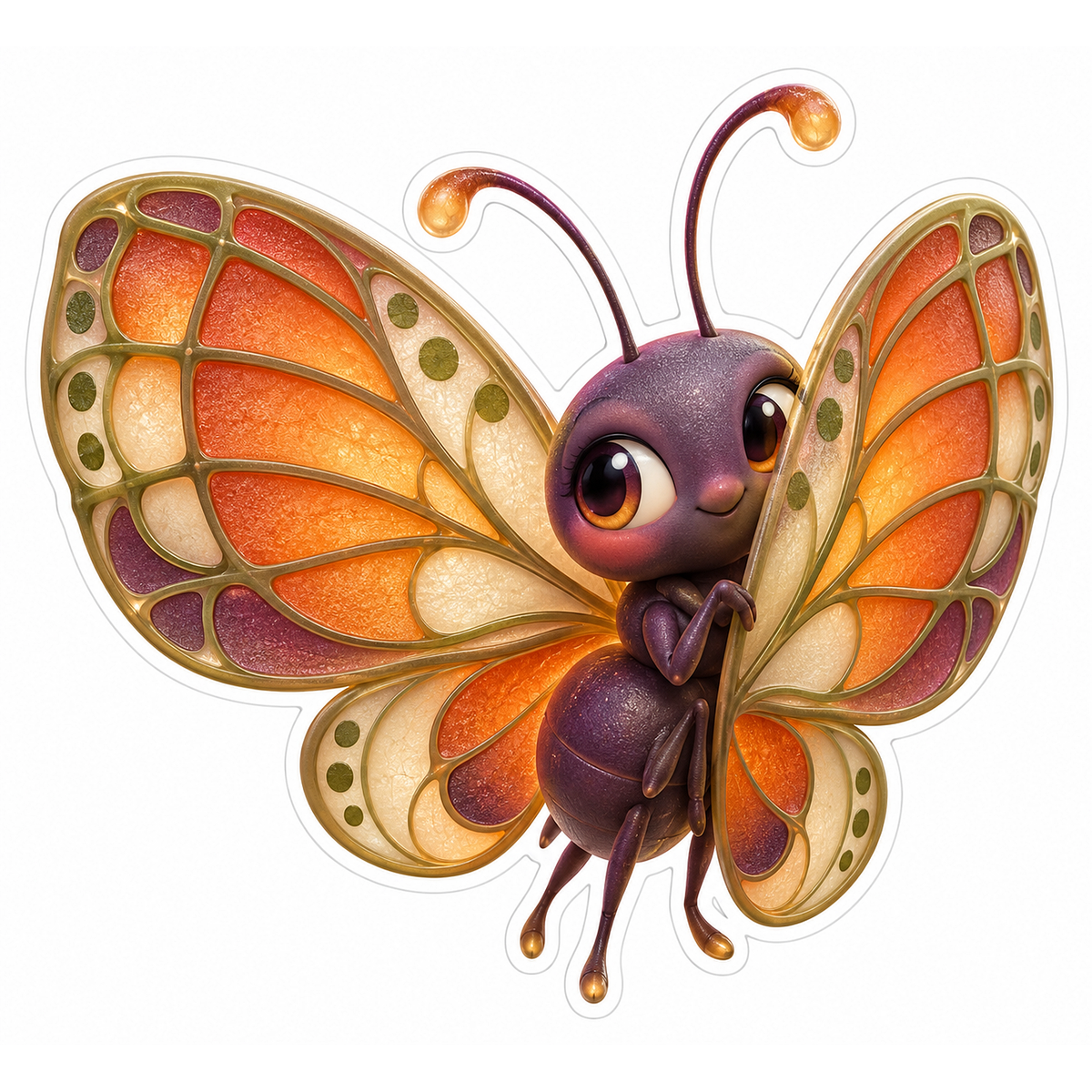 Lantern Husk Peek Butterfly Vinyl Sticker Decal