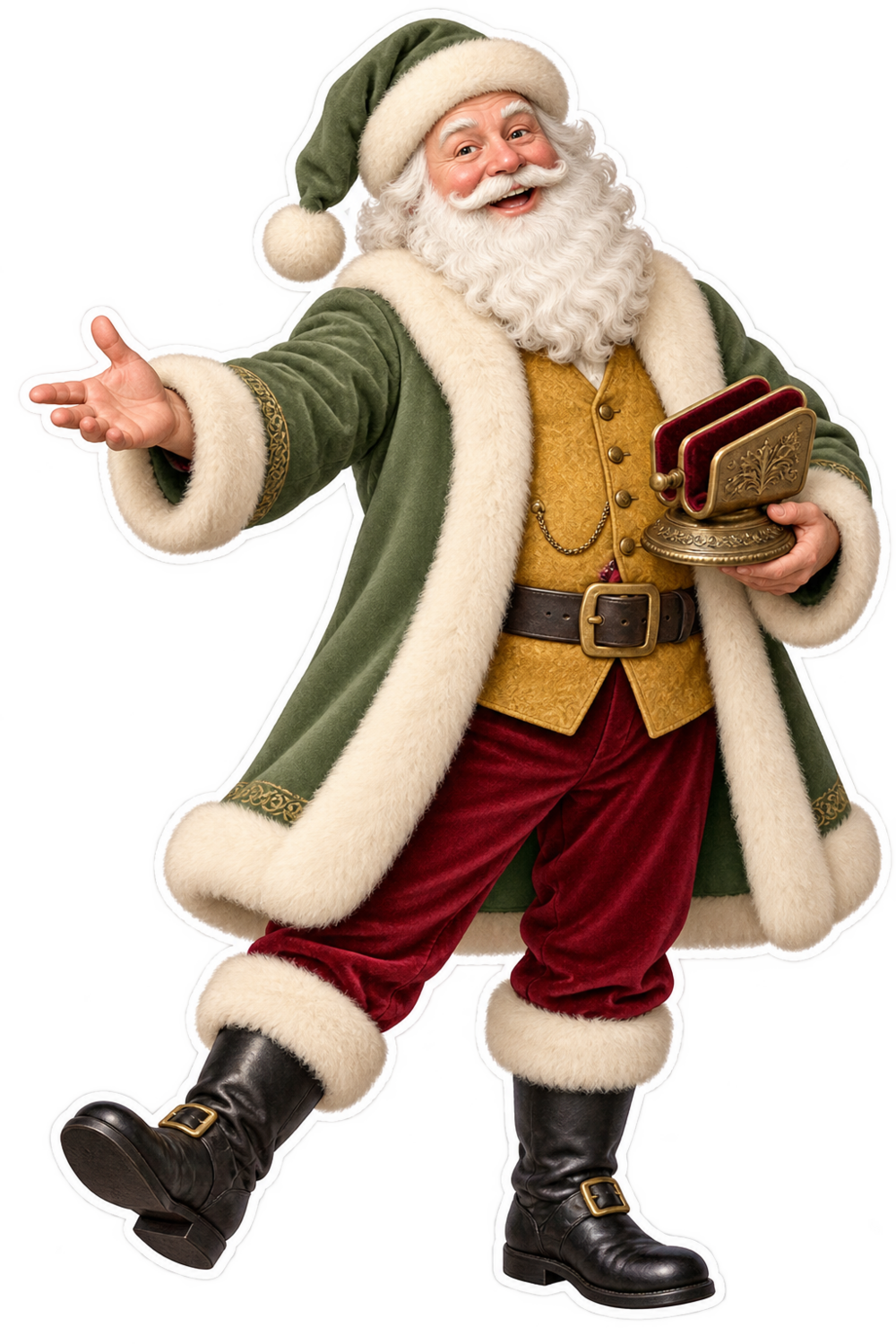 Santa Antique Brass Paper Knife Cleaner Vinyl Sticker Decal
