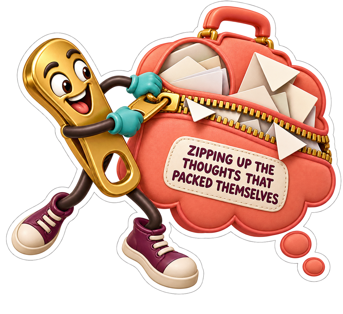 Zipping Thoughts Packed Themselves Vinyl Sticker Decal