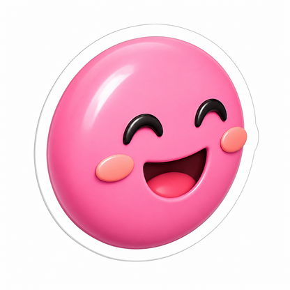 Happy Pink Round Smiling Face Vinyl Sticker Decal