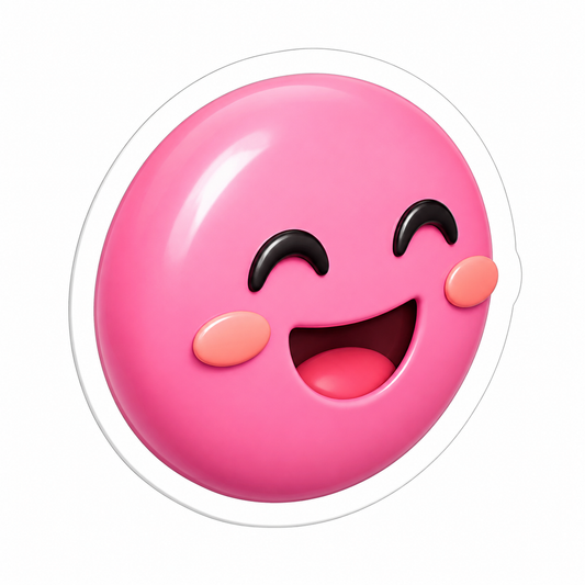 Happy Pink Round Smiling Face Vinyl Sticker Decal