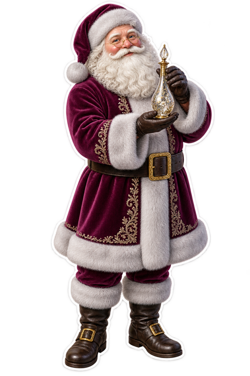 Santa Victorian Glass Lachrymatory Bottle Vinyl Sticker Decal
