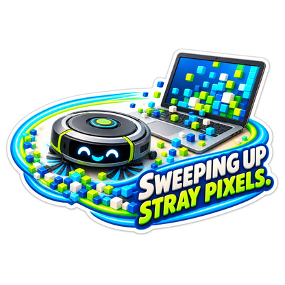 Sweeping Stray Pixels Robot Vacuum Vinyl Sticker Decal