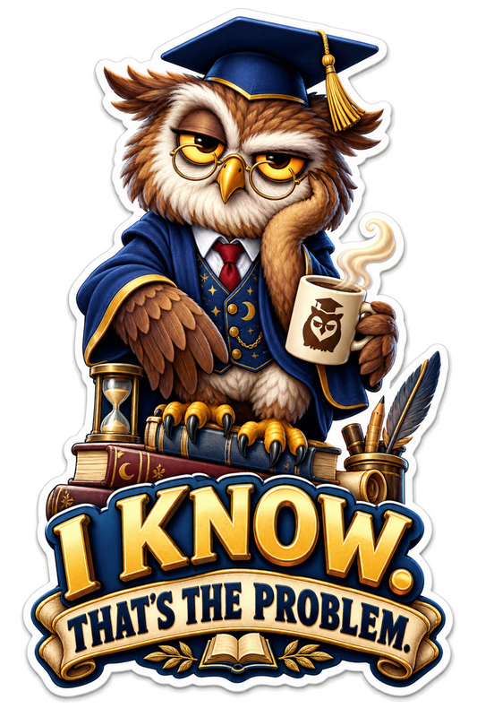 I Know That's the Problem Owl Scholar Vinyl Sticker Decal