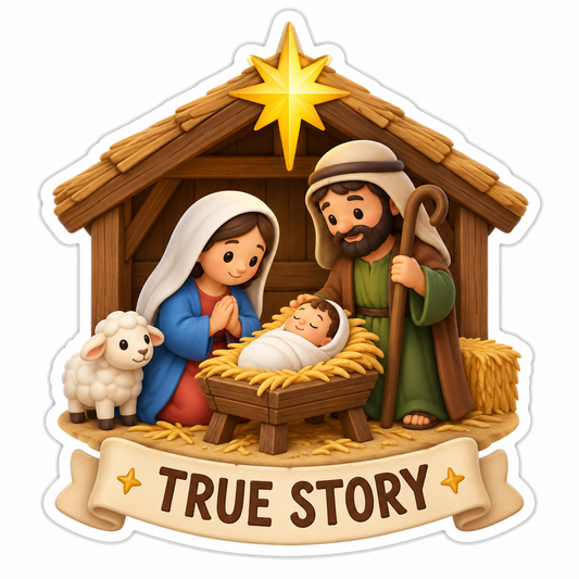 True Story Christmas Nativity Stable Vinyl Sticker Decal