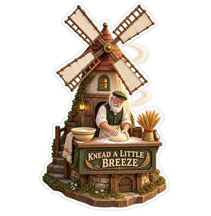 Knead a Little Breeze Windmill Baker Vinyl Sticker Decal