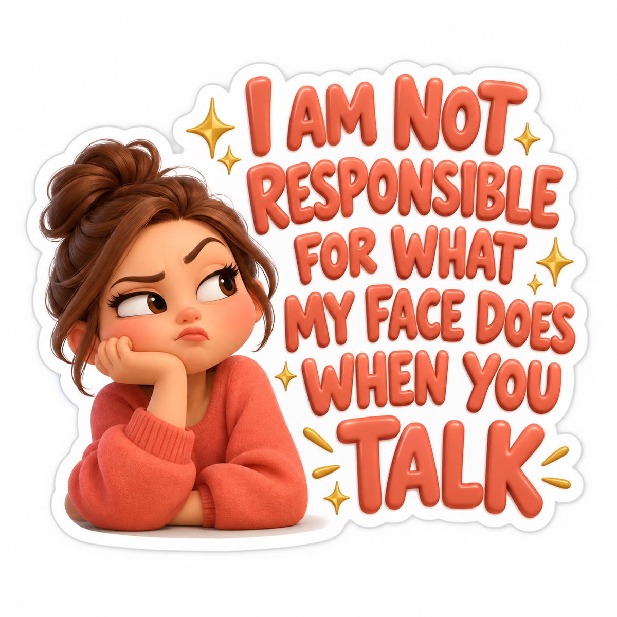 Not Responsible for My Face Caramel Coral Quote Vinyl Sticker Decal