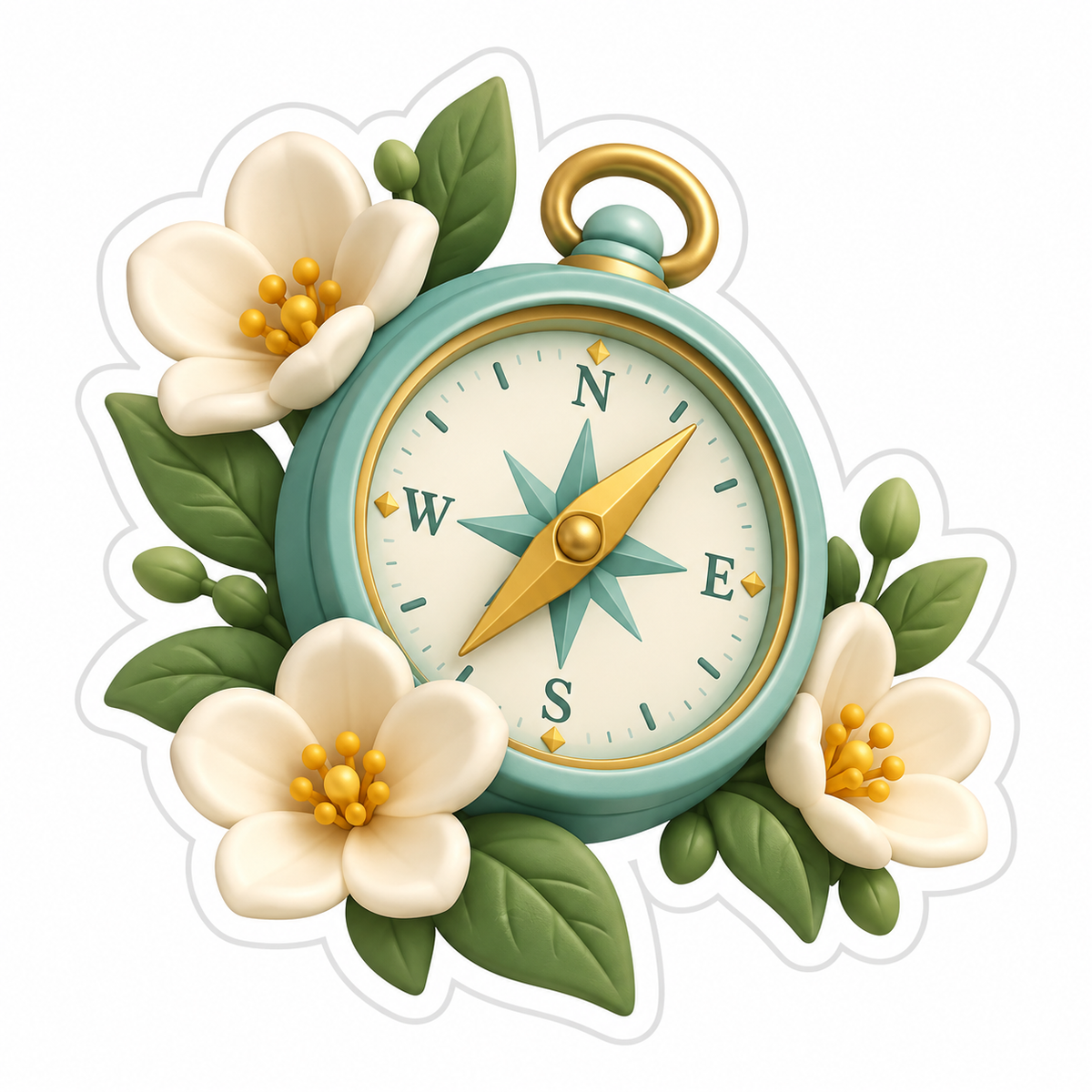 Pale Teal Compass Vinyl Sticker Decal
