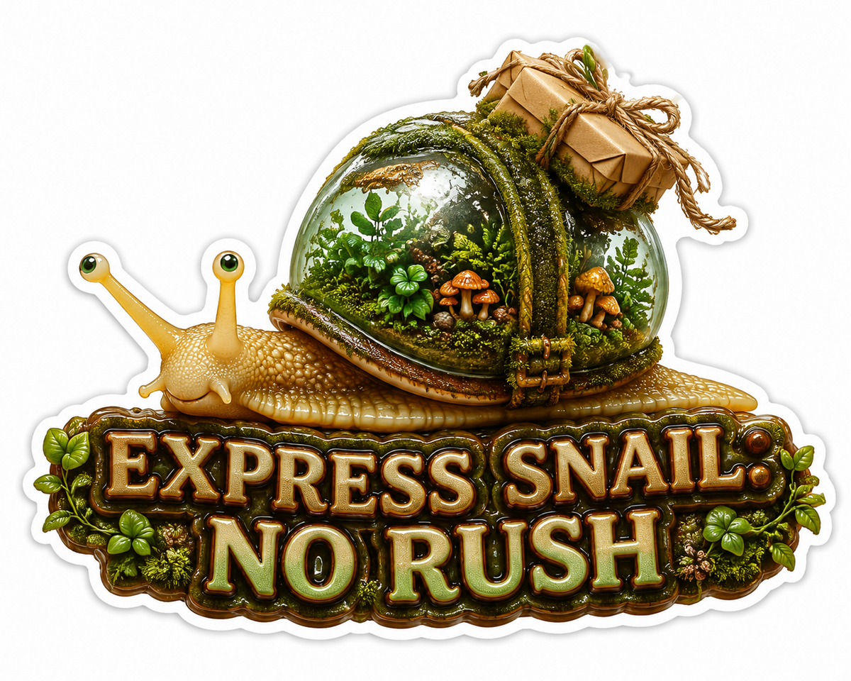 Express Snail No Rush Terrarium Snail Vinyl Sticker Decal