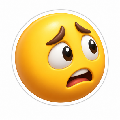 Worried Yellow Face with Open Mouth Vinyl Sticker Decal
