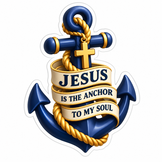 Jesus Is the Anchor to My Soul Navy Anchor Vinyl Sticker Decal