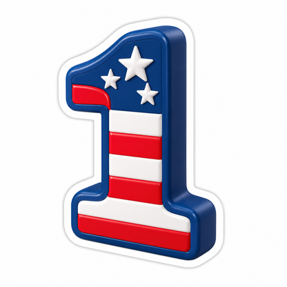 Upright Number 1 In Navy Vinyl Sticker Decal