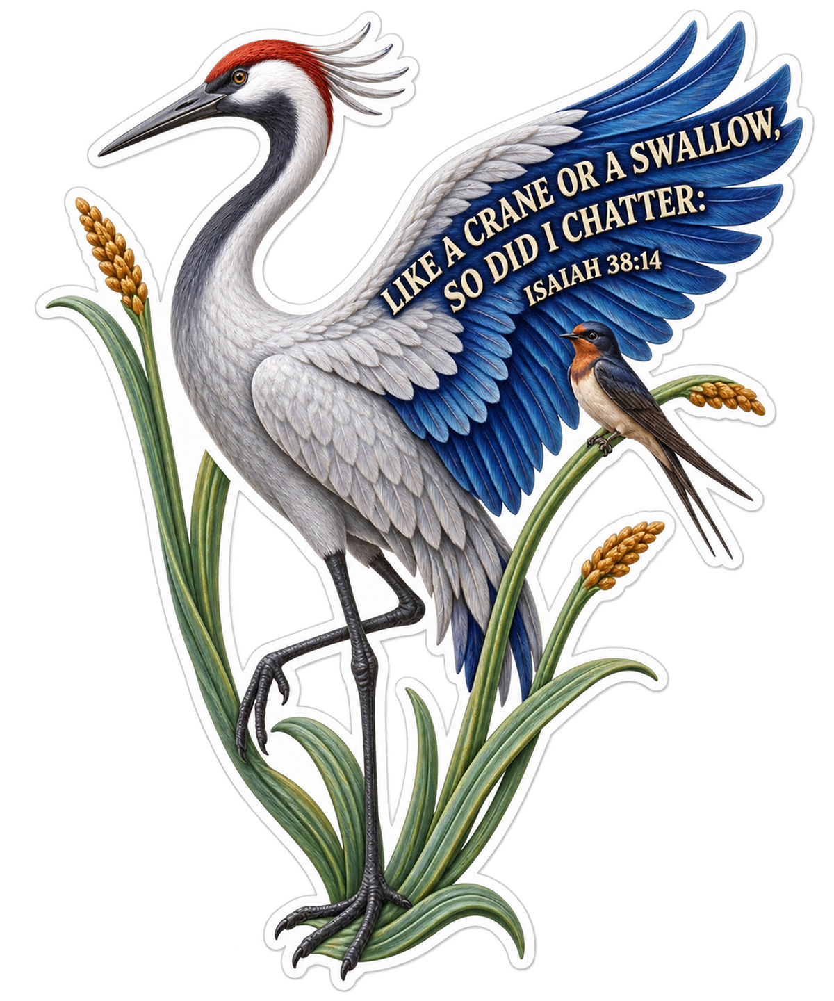 Bible Isaiah 38 14 Crane Swallow Vinyl Sticker Decal