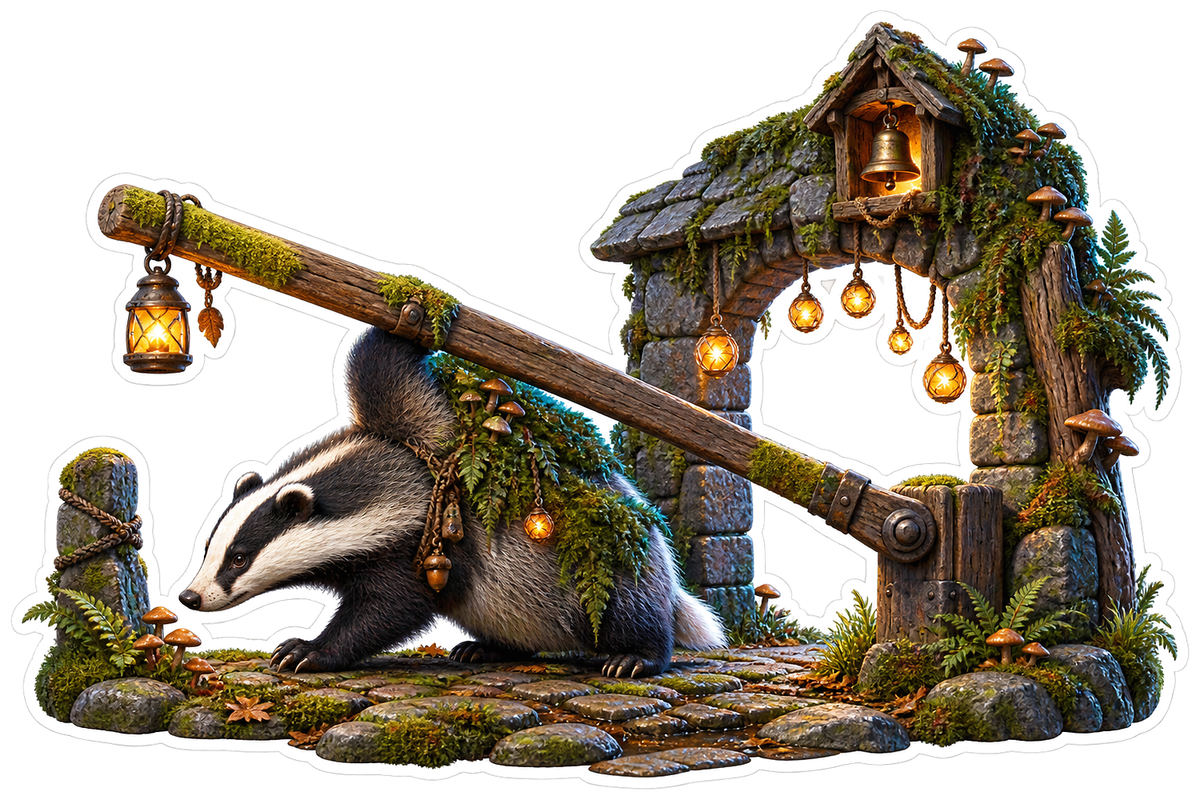 Moss Cloaked Badger Tollgate Vinyl Sticker Decal