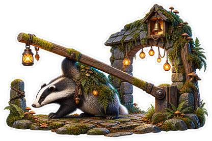 Moss Cloaked Badger Tollgate Vinyl Sticker Decal