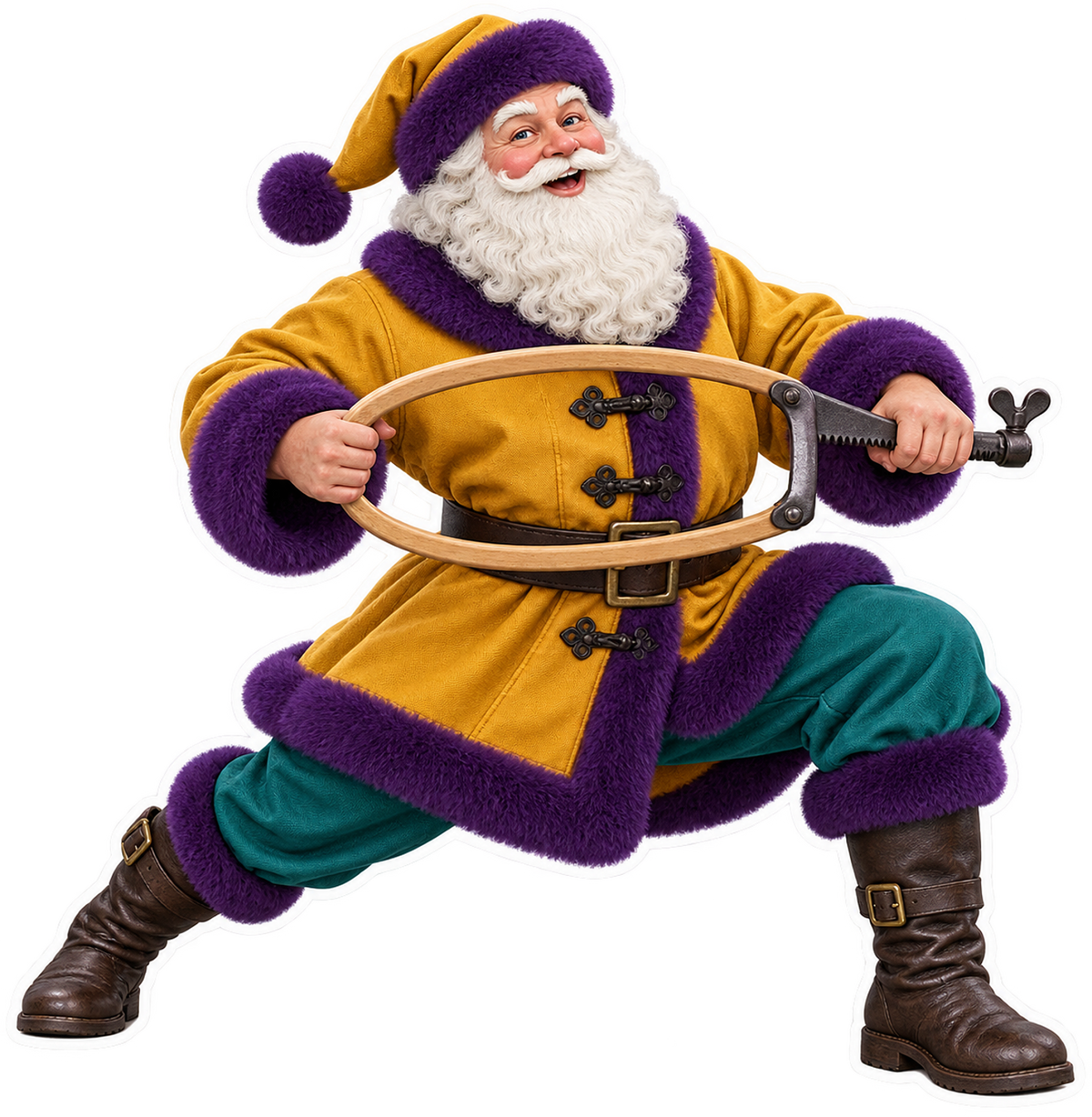 Santa Antique Maple Cast Iron Rug Hook Stretcher Vinyl Sticker Decal