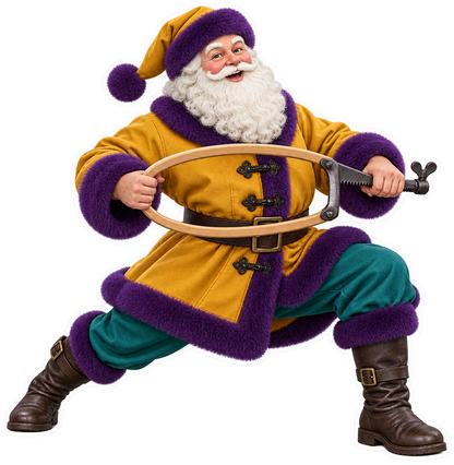 Santa Antique Maple Cast Iron Rug Hook Stretcher Vinyl Sticker Decal
