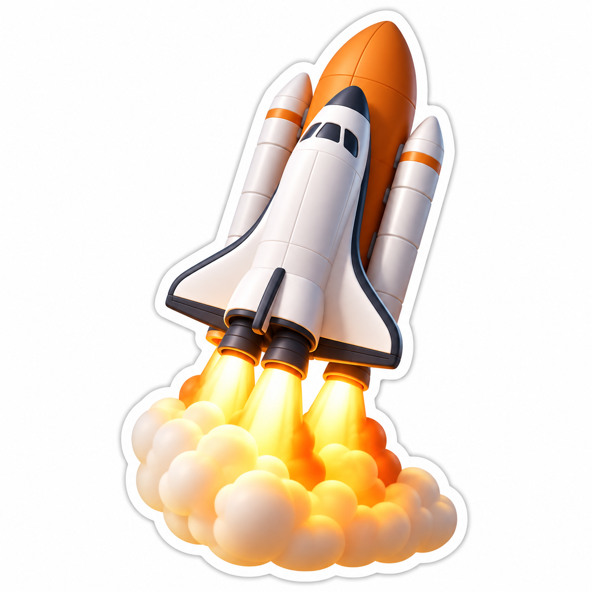 White Orange Space Shuttle Ascending Vinyl Sticker Decal