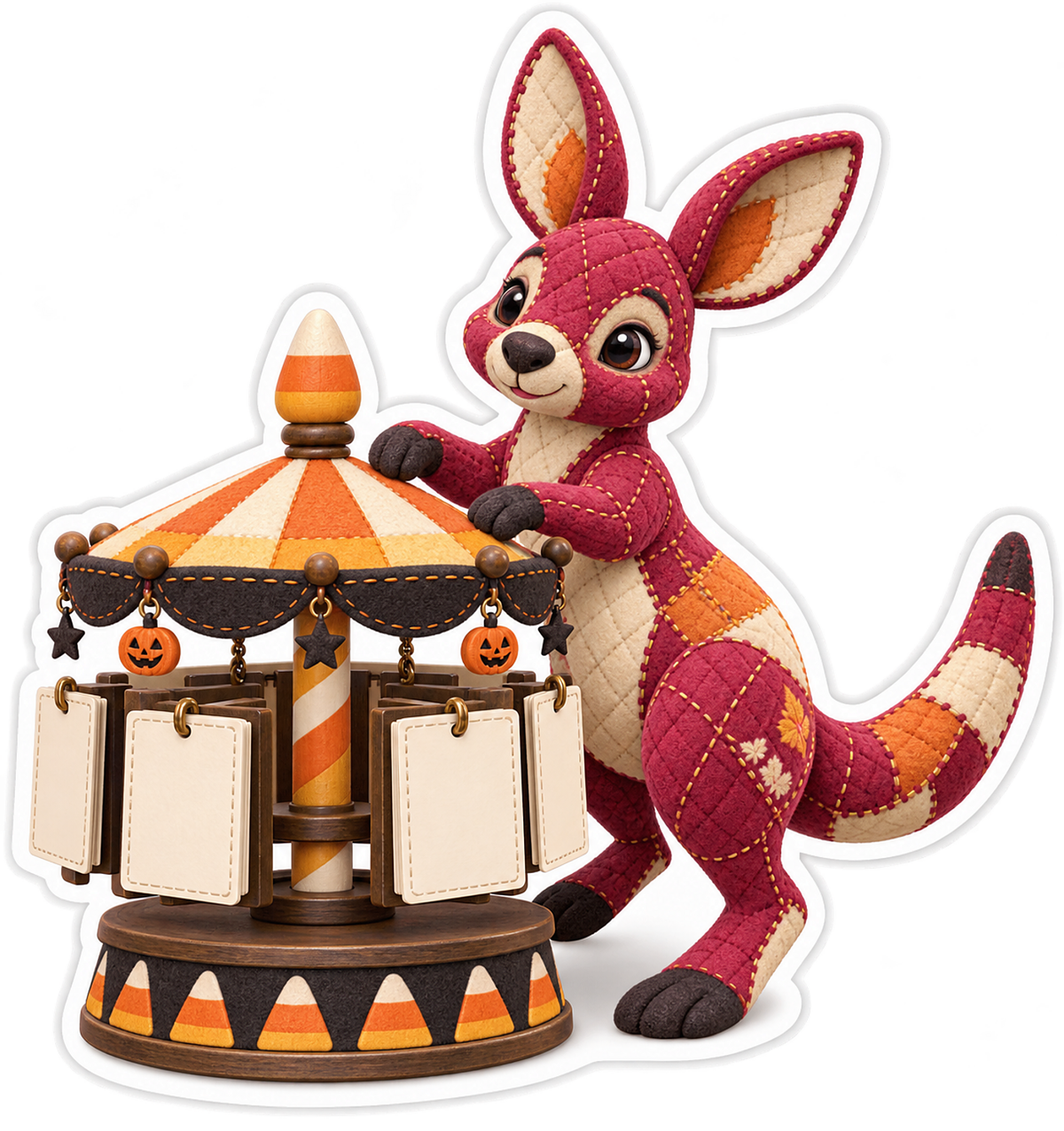 Raspberry Wallaby Candy Corn Stationery Carousel Vinyl Sticker Decal