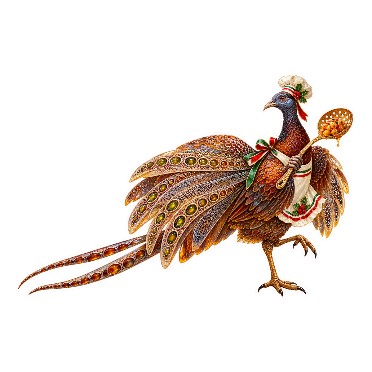 Reticello Argus Pheasant Struffoli Honey Ladle Vinyl Sticker Decal