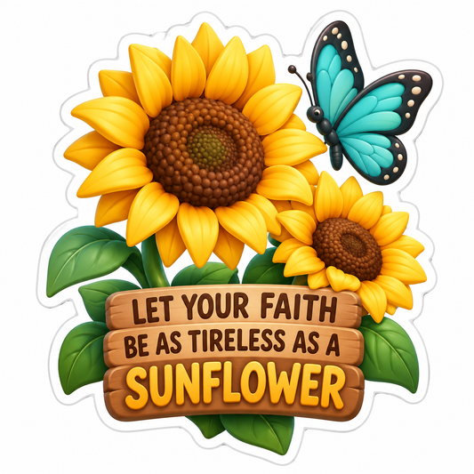 Let Your Faith Be As Tireless As A Sunflower Vinyl Sticker Decal