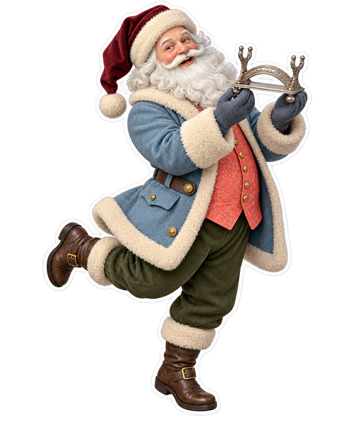 Santa Victorian Silver Toasting Fork Rest Vinyl Sticker Decal