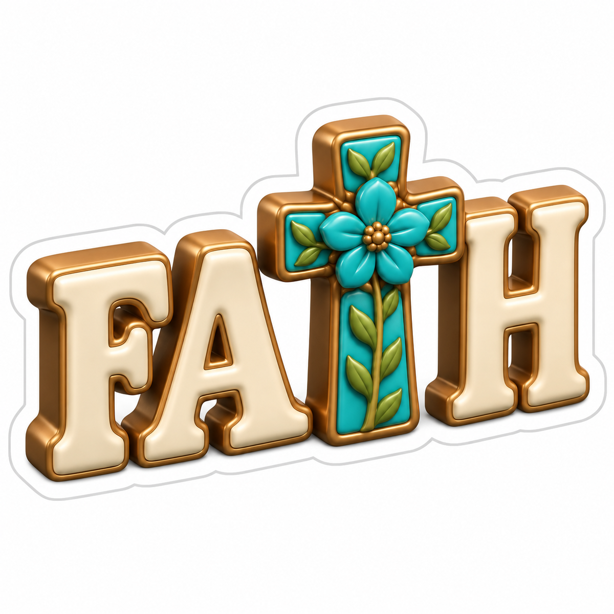 Faith Ivory Turquoise Vinyl Sticker Decal