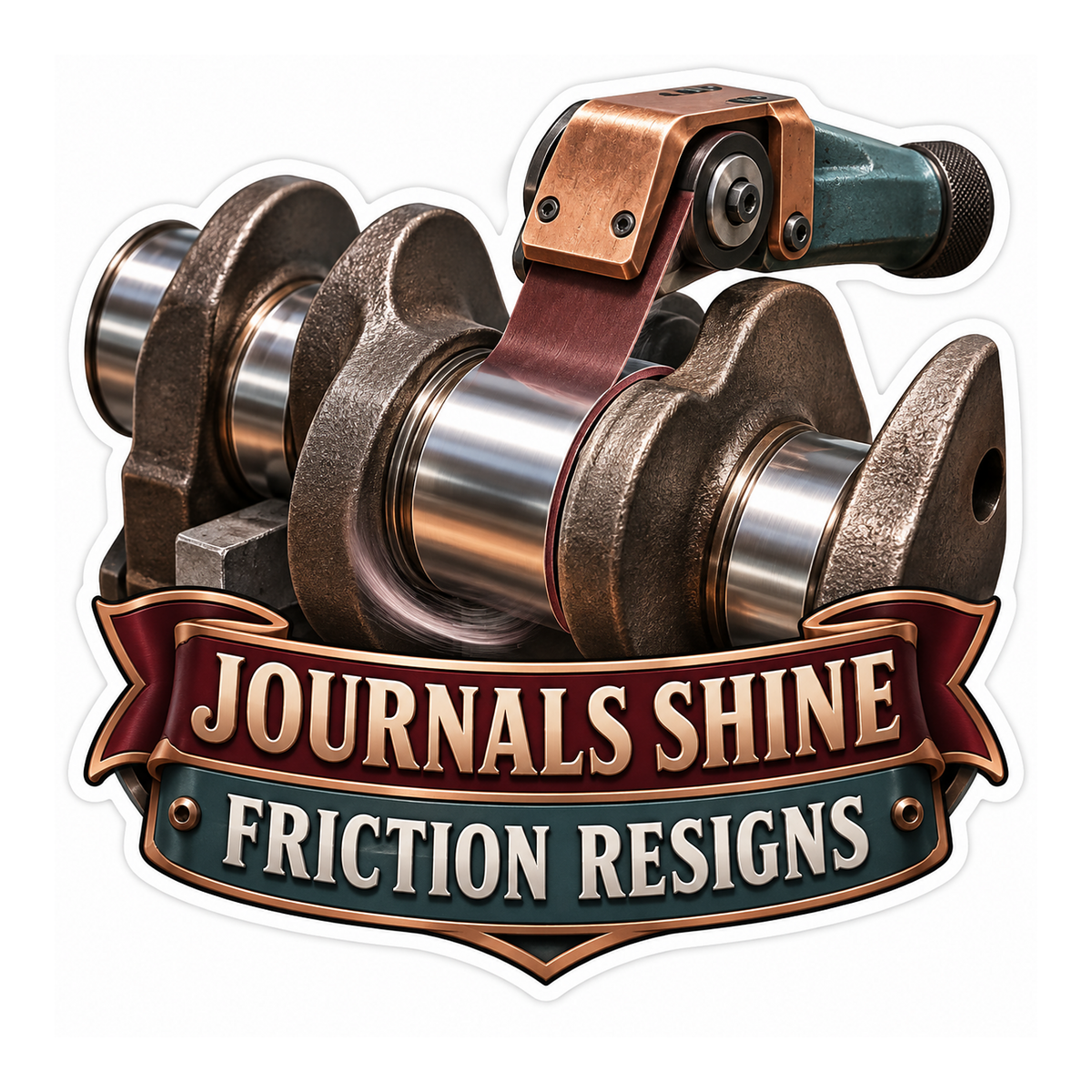 Crankshaft Journal Polishing Belt Vinyl Sticker Decal