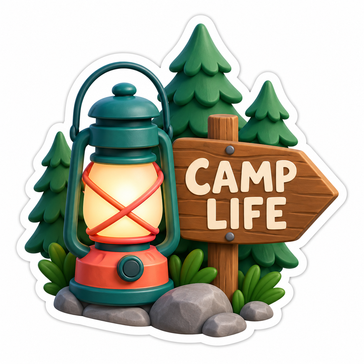 Camp Life Coral Cream Vinyl Sticker Decal
