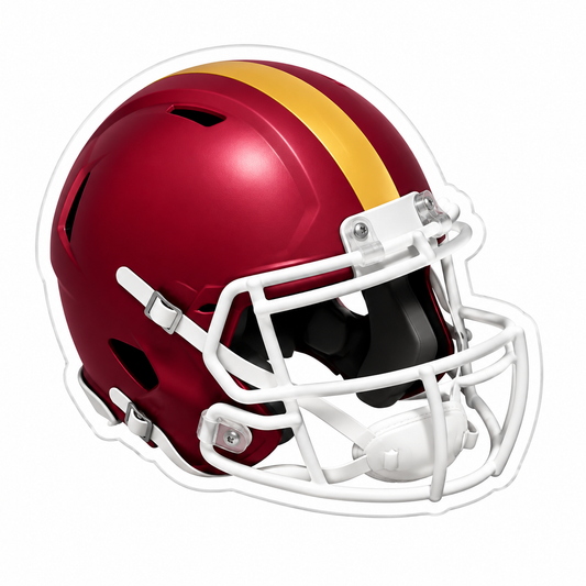 Red Football Helmet with Gold Stripe Vinyl Sticker Decal