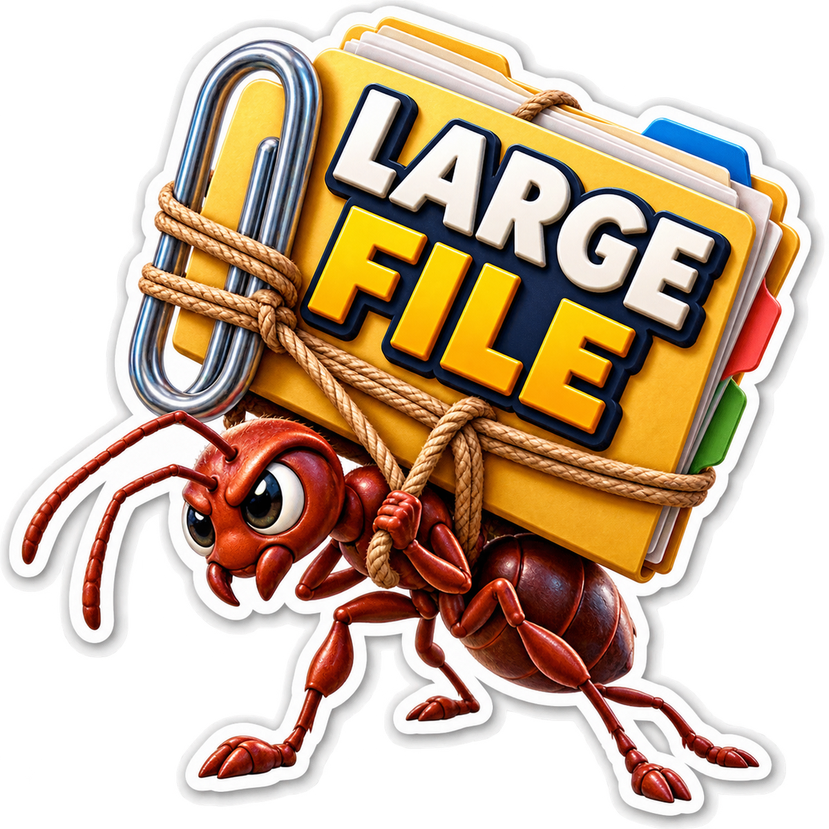 Large File Ant with Yellow Folder Vinyl Sticker Decal