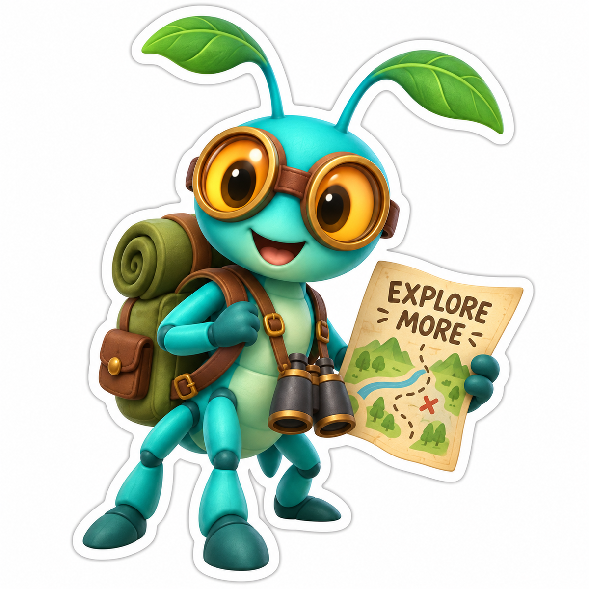 Turquoise Insect Explorer Mask Vinyl Sticker Decal