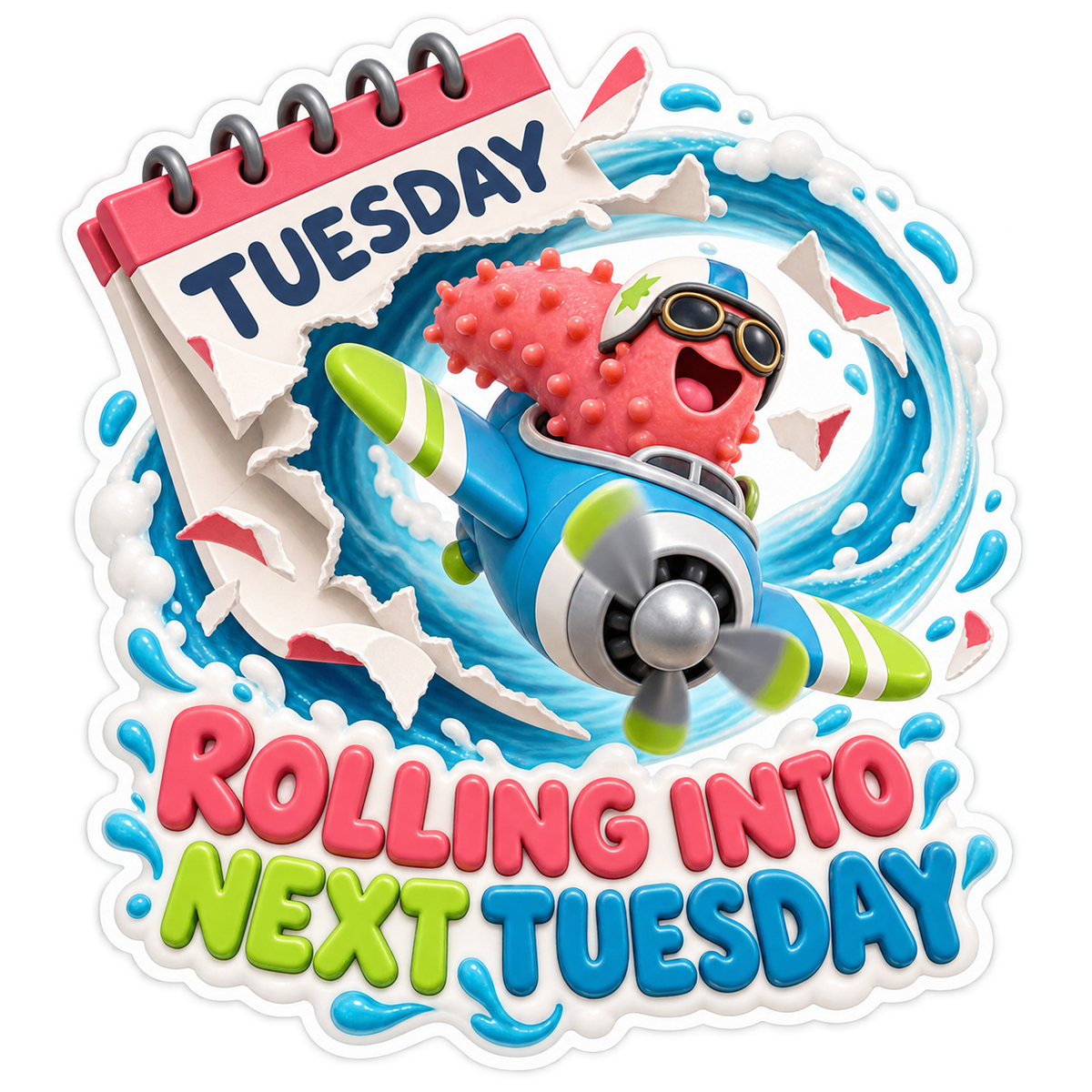 Rolling Into Next Tuesday Fish Calendar Vinyl Sticker Decal