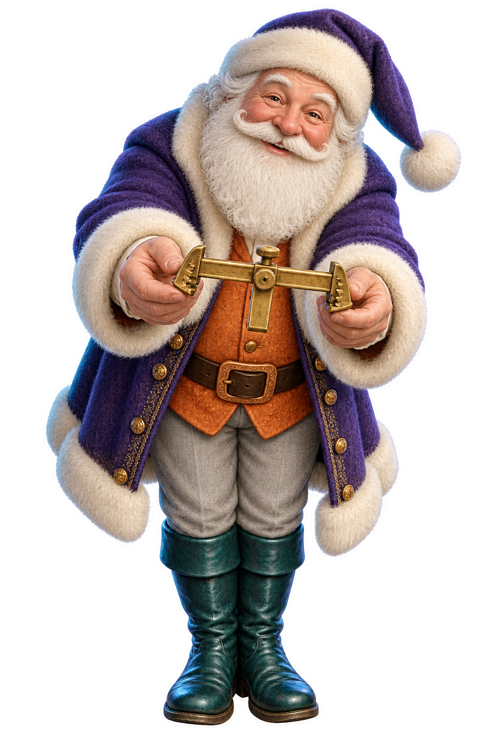 Santa Antique Brass Shoe Buckle Measure Vinyl Sticker Decal