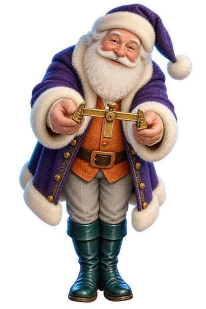 Santa Antique Brass Shoe Buckle Measure Vinyl Sticker Decal