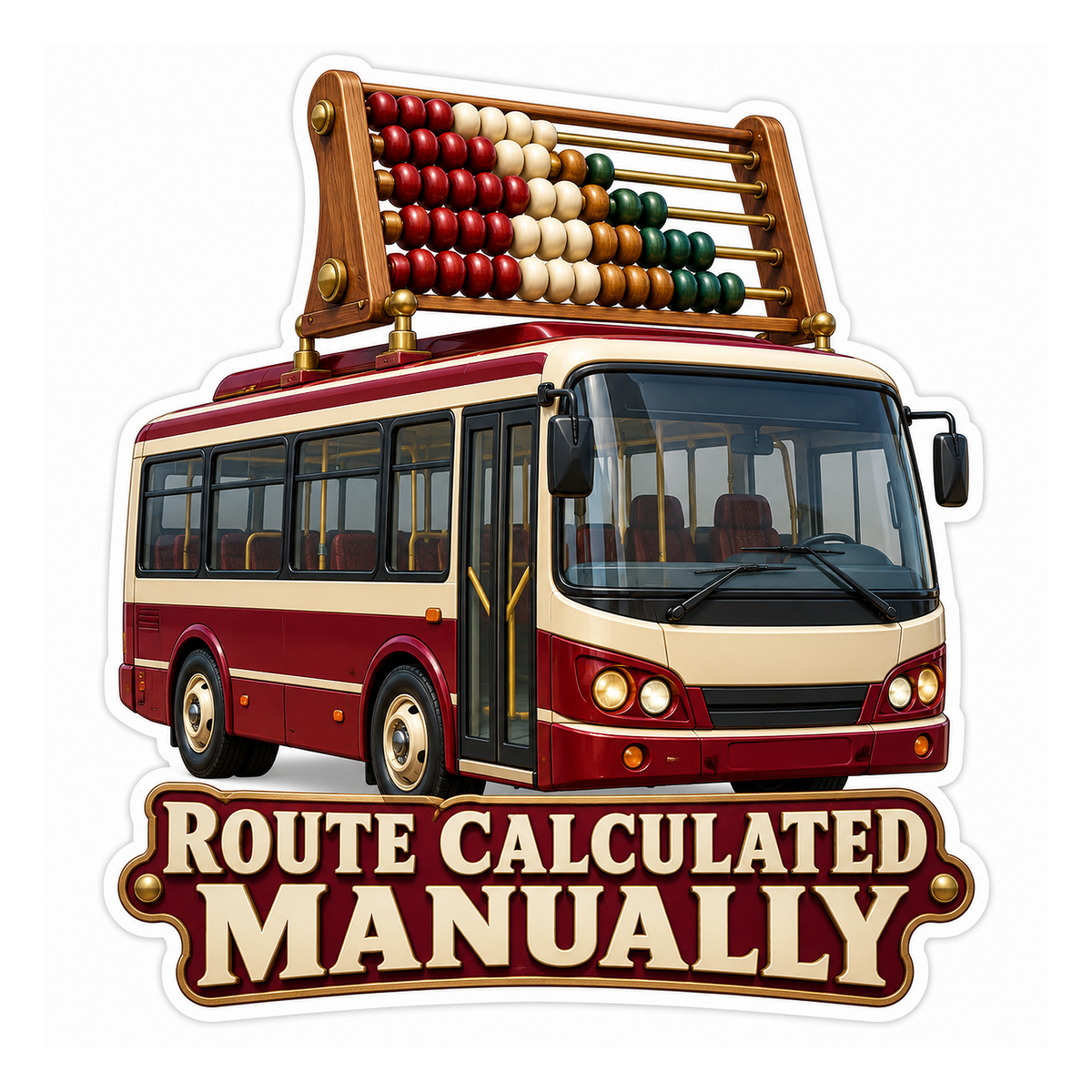 Route Calculated Manually Transit Bus Vinyl Sticker Decal