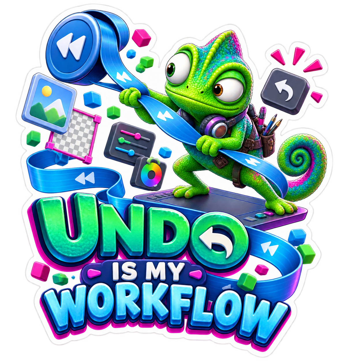 Undo Is My Workflow Chameleon Vinyl Sticker Decal