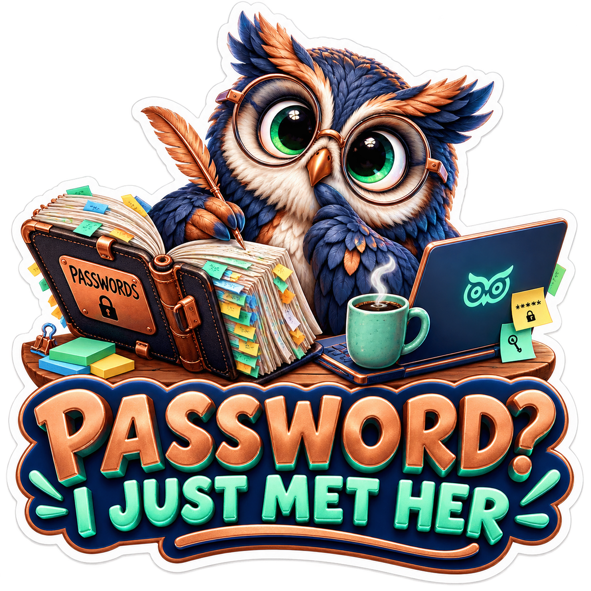 Password Owl Vinyl Sticker Decal