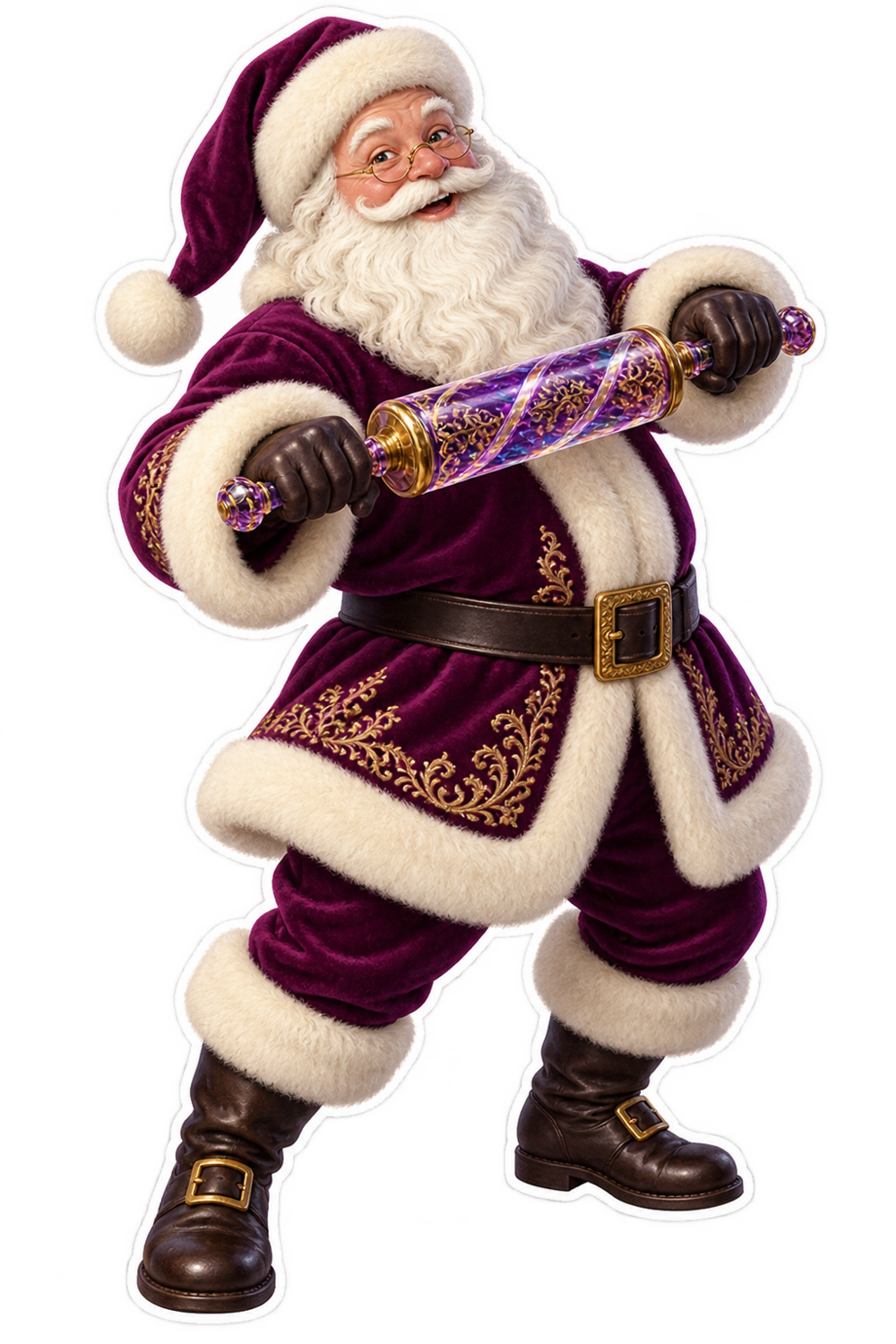Santa Victorian Hand Blown Glass Rolling Pin Vinyl Sticker Decal