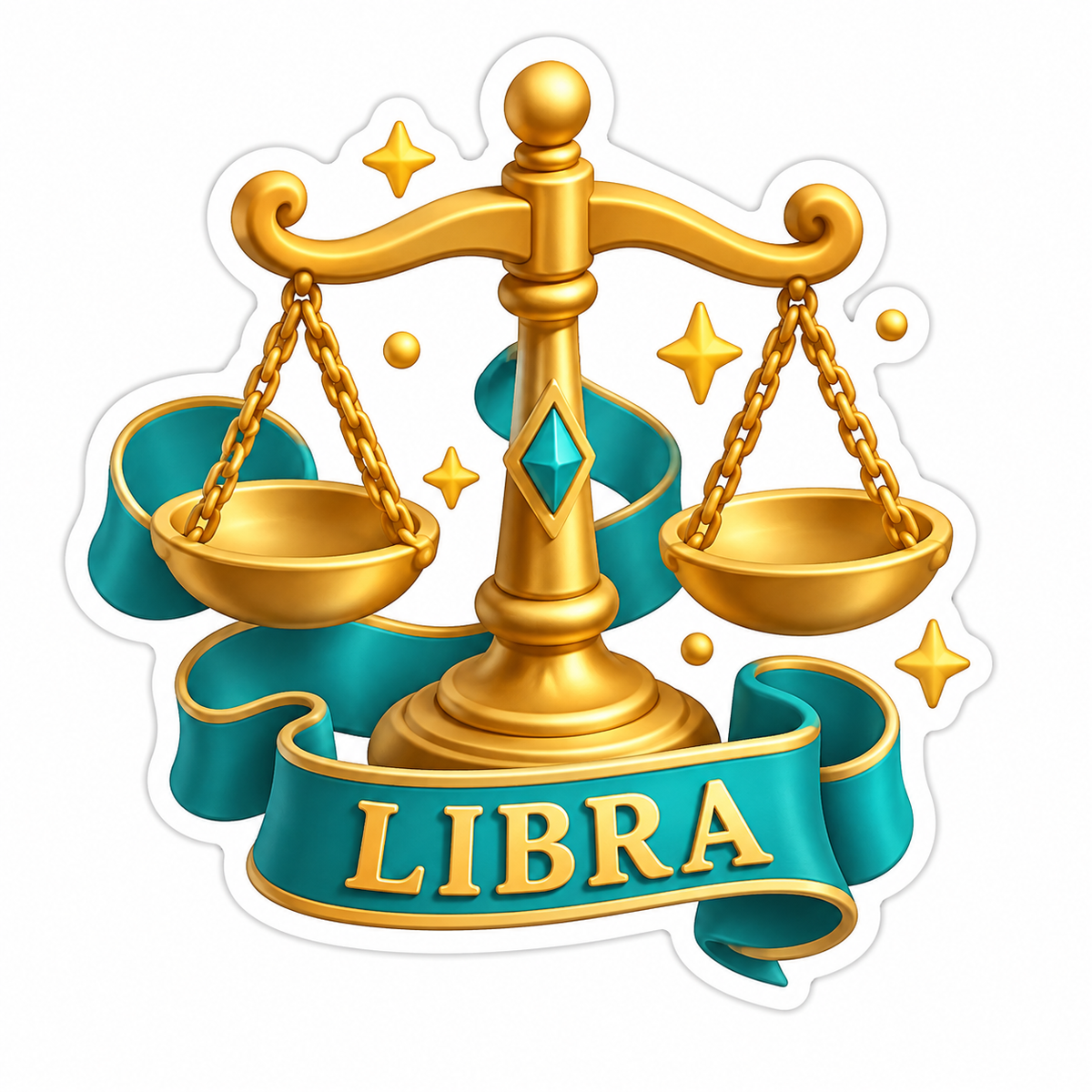 Libra Gold Teal Vinyl Sticker Decal