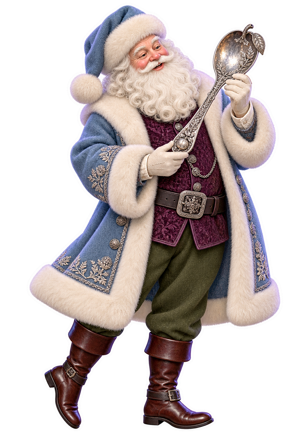 Santa Victorian Silver Quince Spoon Vinyl Sticker Decal