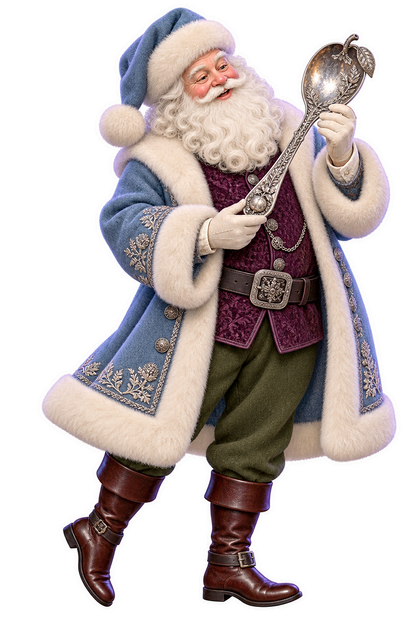 Santa Victorian Silver Quince Spoon Vinyl Sticker Decal