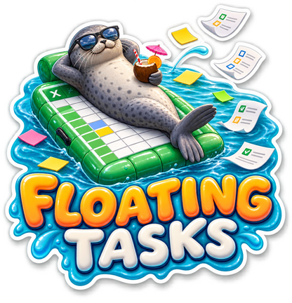 Floating Tasks Seal on Spreadsheet Raft Vinyl Sticker Decal