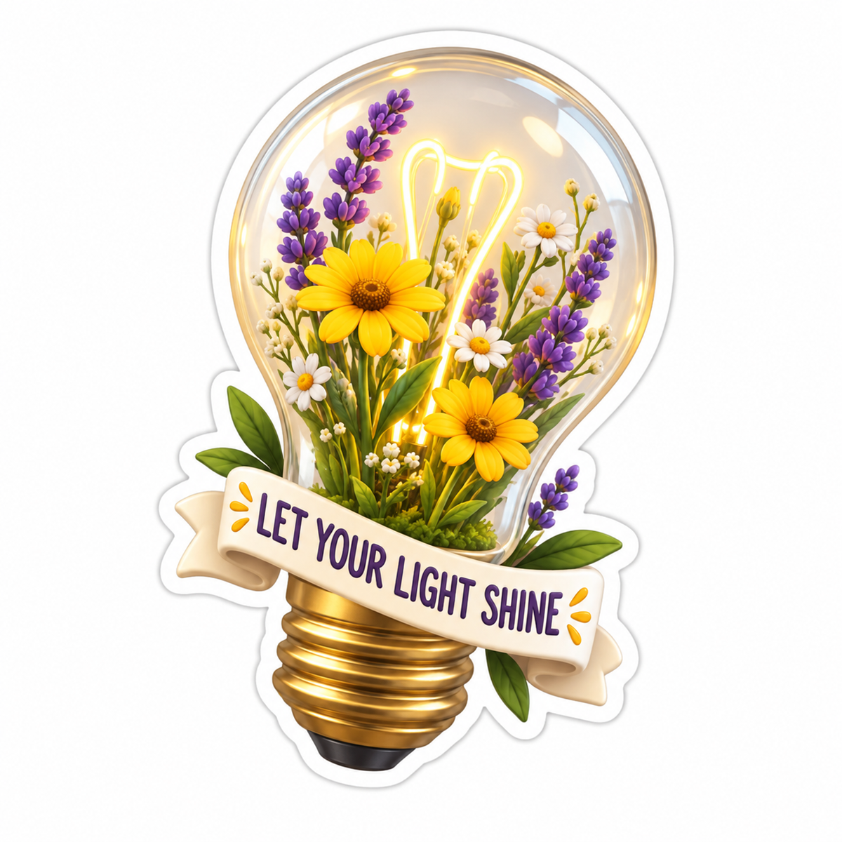 Let Your Light Shine Yellow Purple Vinyl Sticker Decal