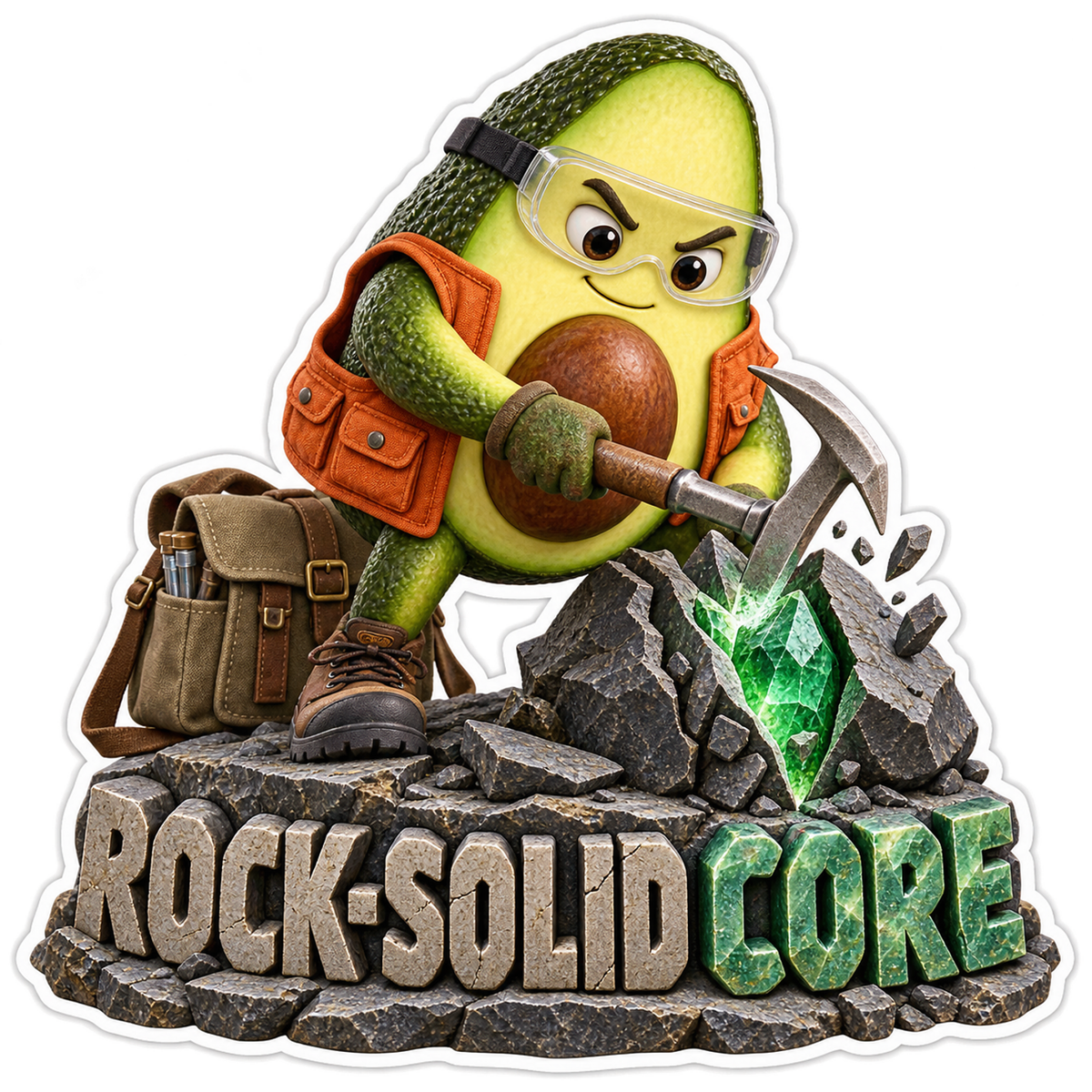 Rock Solid Core Avocado Miner Vinyl Sticker Decal