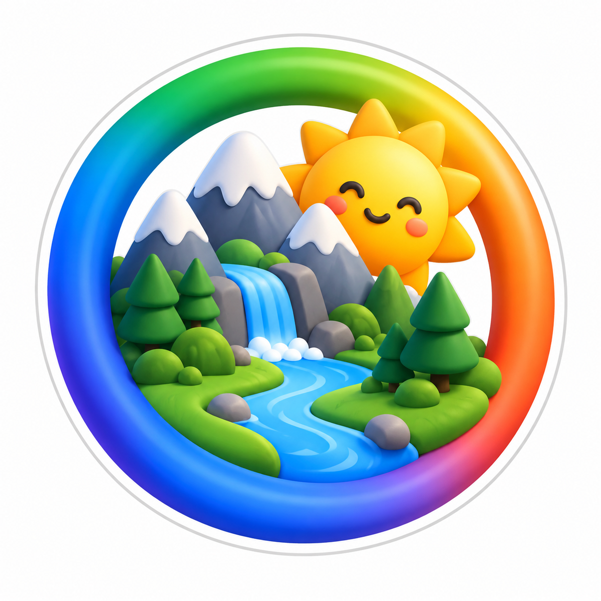 Thick Rainbow Circle Vinyl Sticker Decal