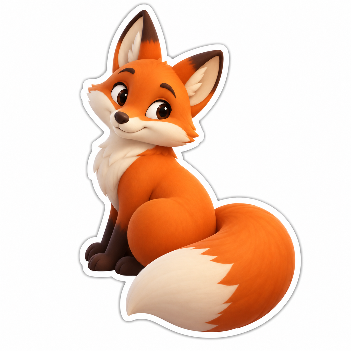 Seated Orange Fox Vinyl Sticker Decal