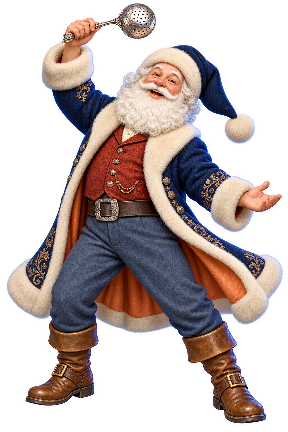 Santa Victorian Silver Sugar Sifter Ladle Vinyl Sticker Decal